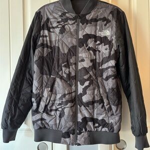 The North Face Men's Reversible Bomber Jacket - Black and Gray Camo/Gray